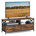 VASAGLE TV Cabinet TV Unit for 55-Inch TV, Living Room, with 2 Drawers, 2 Storage Shelves, 120 x 40 x 50 cm, Steel Frame, Industrial Style, Rustic Brown and Black LTV300B01