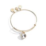 Alex and Ani Birthstones Expandable Bangle for Women, Birthday Crystal Charms, Shiny Finish, 2 to 3.5 in, One Size, Brass