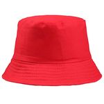 Agshcqi Bucket Hats Basin Hat Fisherman Cap Cotton Beach Sun Hat for Hunting Fishing Outdoor Activities Red