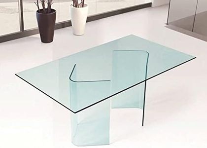 Dmora Tavolo in Vetro temperato Trasparente, cm 180 x 77,5 x 90