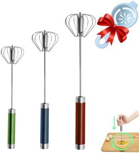 Semi-automatic Whisk, Stainless Steel Egg Beater, Hand Push Rotary Whisks Mixer Stirrer for Making Cream, Whisking, Beating and Stirring (3 Color)