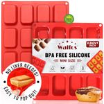 Silicone Mini Loaf pan, Walfos 12 Cavities Mini Bread Pan Brownie Pan, Food Grade & Non-Stick, Ideal for Mini Bread, Brownie, Cornbread, Cheesecake and Chocolate (2 Pieces)