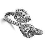 MEENAZ Mens Jewellery Lion Face Stainless Steel Oxidized Silver Heavy Strong Openable Adjustable Free Size Bahubali Lion Kada Bracelet Cuff Kada Bracelets&Boys Girlfriend Boyfriend-Lion Bracelet-M190