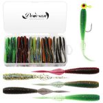 Dovesun Crappie Lures Kit, Fishing Soft Plastic lures Crappie Walleye Trout Bass Fishing Baits Fishing Spade Tail Worm 60Pcs with Tackle Box