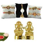 Karauli Collection Rakhi Combo Set with Lakshmi Ganesha Statue And Roli Chawal