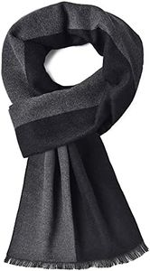 Men Winter Cashmere Scarf Thick Warm Wool Men's Scarves For Autumn Winter (Black & Grey)