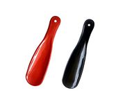 Plastic 6.5 Inch Black and Red Shoe Horn Tree for Men and Women Colour May Vary (PLASTIC, PACK OF 2)