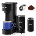 ZACME 4 IN 1 Mini Coffee Maker with Milk Frother and Coffee Grinder, Single Serve Coffee Makers for K Cup & Ground, 5 Brew Sizes, 28oz Water Tank, Descaling Function, for Americano, Latte, Cappuccino