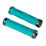 FIFTY-FIFTY Double Lock-On Mountain Bike Grips, Bicycle Handlebar Locking Grips, Non-Slip MTB Handle Grips (Turquoise)