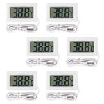 AITRIP 6 Pcs Digital LCD Thermometer Temperature Monitor with External Probe for Fridge Freezer Refrigerator Aquarium (White)