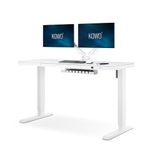 kowo Glass Electric Standing Desk with Drawers & USB C Hub 140 X 60cm, Height Adjustable Desk, Sit Stand Stand Up Computer Desk For Home Office