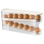 ZeJlo Egg Storage for Fridge, Space-Saving Rolling Eggs Dispenser for Refrigerator Storage, Made of Sturdy, Clear PTE Material, Holds 12 Large Eggs