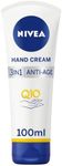 NIVEA 3in1 Q10 Anti-Age Care Hand Cream (100ml), Moisturising Hand Cream Reduces the Appearance of Wrinkles with Q10 and UV Filters, NIVEA Hand Cream for 24 Hour Moisture