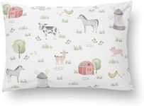 Sweet Jojo Designs Farm Animals Boy Girl Unisex/Gender Neutral Toddler Pillow with Pillowcase 13 x 18 in Small Airplane Travel Essentials Must Haves Sleeping Pets Kids Bed Watercolor Farmhouse Cow Pig