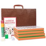 ZGME Chinese Mahjong Set, Professional Mah-Jongg Game Set, Complete Traditional Mah Jongg with 146 Large Numbered Tiles(1.5’’,Green), Classic Carrying Case (Majiang, Ma Jong, Maj Jong,中式麻將)