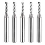 SpeTool 5PCS Carbide Singe Flute End Mill Set, 1/8" Cutting Diamter 1/4" Shank 1/2" Cutting Length,Spiral CNC Router Bit for Aluminum Acrylic