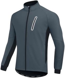 BALEAF Men's Winter Cycling Jackets Water Resistant Thermal Running Softshell Jacket Warm Cold Weather Pockets Grey L