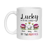 Custom Lesbian Mom Mug with Names, Luck to Be Loved by Two Mommies LGBT Coffee Mug, Personalized Lesbian Couple Gift, Lesbian Mom Cup Gift for Women, Pride Lesbian Mom Coffee Cups 11oz 15oz