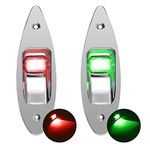 Acelane One Pair Boat Navigation Lights Boat LED Bow Light 12V Stainless Steel Marine Sidelight Red & Green Sailing Signal Lights for Pontoon, Skiff, Small Boat, More