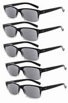 Eyekepper 5 Pack Reading Sunglasses for Men Grey Tinted Lens Readers 2.50