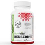 PlantVital Berberine 1000mg Supplement (2 caps) - Supports Blood Glucose Levels & Glucose Metabolism Health - Vegan, Non-GMO Berberine Supplements, Made in Canada, 90 Capsules