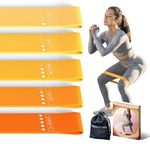 Resistance Loop Exercise Bands Exercise Bands for Home Fitness, Stretching, Strength Training, Physical Therapy,Elastic Workout Bands for Women Men Kids, Set of 5 (Orange)