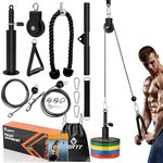 Cable Pulley System for Exercise, SERTT Upgraded DIY Fitness Pulley Cable Machine Attachments for Triceps LAT Pulldown, Biceps Curl, Forearm, Shoulder - Home Gym Accessories Pulley System Equipment