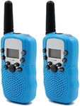 Hyperia Kids Walkie Talkies T-388 8 Channels 2-Way Radio Interphone with Built-in LED Torch VOX LCD Display,1 Pair (Blue)