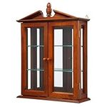 Design Toscano Amesbury Manor Glass Wall Mounted Storage Curio Cabinet, 56 cm, Hardwood, Mahogany Finish