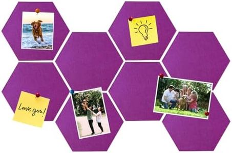HULAVO 8 Pcs Hexagon Felt Cork Bulletin Board Tiles, Self Adhesive DIY Bulletin Board Pin Board for Office School Home Wall Decor Memos Photos Display(Light Purple)