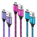 Micro USB Cable 3Pack, 0.5M+0.9M+1.8M Android Charger Cable Fast Charging USB A to Micro Charge Cable Nylon Lead for Samsung Galaxy S7 Edge S6 S5 J7 J6 J5 J3 A9 A6, Huawei Y7, Xbox, PS4, Nokia, Tablet