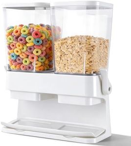 Adorabby Cereal Dispenser Countertop 2 Pack, 3L Large Cereal Containers Storage Airtight for Kitchen Pantry, Dual Control Plastic Dry Food Dispenser for Cereal, Rice, Grains, Candy, Coffee Beans
