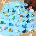 JOISHOP 36pcs Mini Sea Animals, Resin Tiny Ocean Animals Figurines Marine Miniature Plastic Animals Aquarium Ornaments Decorations for DIY Fish Tank Potted Micro Fairy Garden Dollhouse