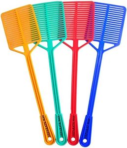 Separate way Manual ABS Plastic Square Fly swatter with Long Handle, Flexible, Large swat Area, Hanging Hole, and More Bright Color. (Pack of 4)