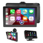 Auometo Wireless Carplay Android Auto Portable Car Stereo,7 Inch IPS Touchscreen,Apple CarPlay Dash Mount Car Screen,with Mirror Link/Bluetooth/Siri/Google/FM/AUX+64G Card