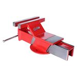 GIZMO Bench Vice, bench vise, drill vice, Germany base professional heavy steel Iron Bench Vice Fixed Base, Red (Size 6 Inch 150MM)