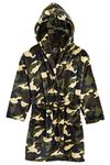 CityComfort Dressing Gown Kids Fleece Robes with Hoodie and Pockets for Boys (11-12 Years, Green Woodland)