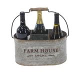 Deco 79 Metal Galvanized Farm House 6 Bottle Wine Holder, 13" x 9" x 7", Gray