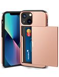 ACOCOBUY Compatible with iPhone 13 Mini Case Shockproof Wallet Case for iPhone 13 Mini Case with Card Holder Protective Dual Layer Armor Phone Case Rubber Bumper Cover for iPhone 13 Mini Rose Gold