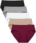 FallSweet No Show Underwear for Women Seamless High Cut Briefs Mid-waist Soft No Panty Lines,Pack of 5 (mixcolor3, Large)