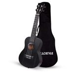 Kadence UKTWBLK Concert 23" Acoustic Ukulele | Sapele Wood | Comes with Bag | Includes Learning Course | Black
