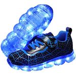 Jasmeko Kids Led Light Up Shoes Flash Sneakers with Upper USB Charge Luminous Trainers for Boys Girls Toddles Gift for Birthday (11.5,A-Blue)