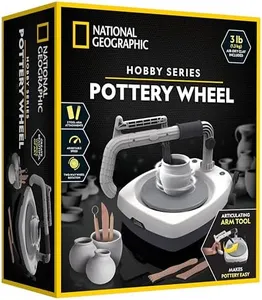 NATIONAL GEOGRAPHIC Hobby Pottery Wheel Kit - 8" Variable Speed Pottery Wheel for Adults & Teens with Innovative Arm Tool, 3 Lb Air Dry Clay & Art Supplies, Crafts for Adults, Craft Kits for Teenagers