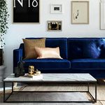 Mr. Kate Tess Upholstered Sofa with Soft Pocket Coil Cushions, Small Space Living Room Furniture, Blue Velvet