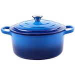 6 Quart Enameled Cast Iron Dutch Oven with Lid - Big Dual Handles - Oven Safe up to 500°F - Classic Round Pot for Versatile Cooking Blue