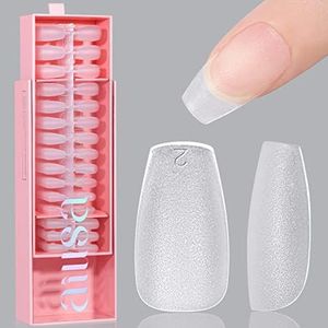 AILLSA Short Coffin Nail Tips 450pcs Soft Gel Full Cover Nail Tips Matte Pre-filed Press On False Nails Tips Fake Extension Gelly Nail Tips for Acrylic Nails Professional With Gift Box （15 Sizes）