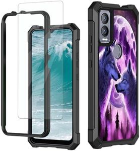 Rossy for Cricket Magic 5G Phone Case for AT&T Propel 5G Case with Screen Protector Soft TPU Hard PC Heavy Duty Shockproof Protective Cover with Moon and Wolf Wolves Design Case for Magic 5G