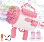 Zest 4 Toyz 100 Holes Space Bubble Gun Pink for Kids Boys & Girls Gift for Birthday & Pool Party Age 3 to 15 Years Old Bubble Blaster Blower