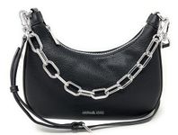 Michael Kors Cora Large Zip Pouchette Chain Shoulder Crossbody Bag Black Silver, Black Silver, Medium, 35R3GM9M1L