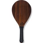 Frescobol Paddle, American Cherry Wood Beach Paddle Ball Racket, Black Padded Grip